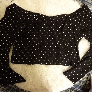 Polka dot long sleeved crop top